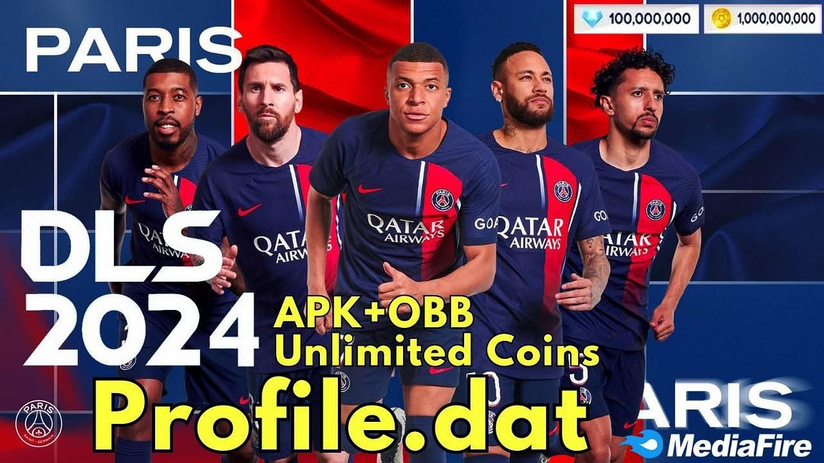 DLS 24 APK Mod Profile dat Unlimited Coins Diamonds PSG Kits 2024