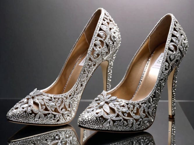 silver dress shoes with rhinestones