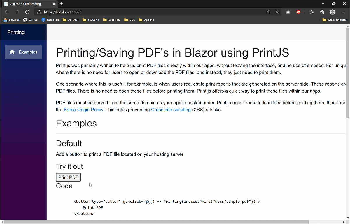 Printing PDF's in Blazor using the native print dialog | Medium