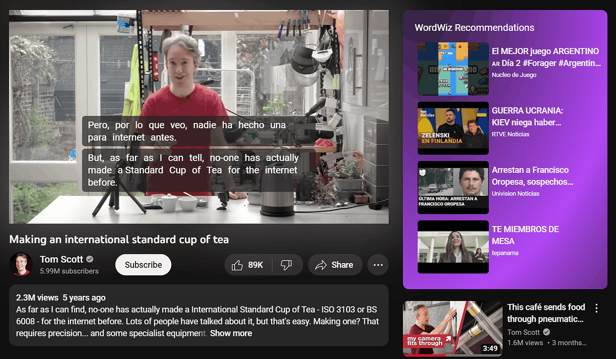Wordwiz Learn a Language While Surfing YouTube by Derek Lu