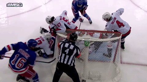 Pavel Buchnevich tosses his stick to overjoyed Rangers fan