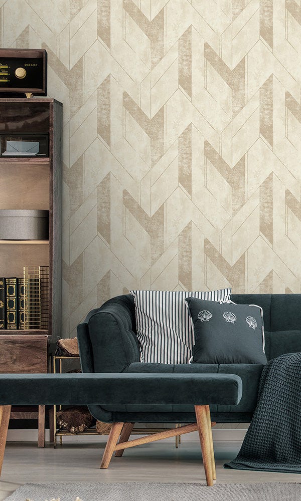 Beige Wallpaper Living Room Design Idea. Walls Republic Medium