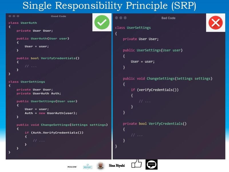 💡Single Responsibility Principle (SRP) 💡 “There should never be more ...
