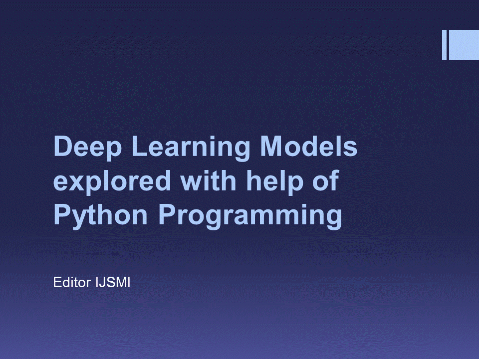 Book : Deep Learning Models explored with help of Python Programming ...