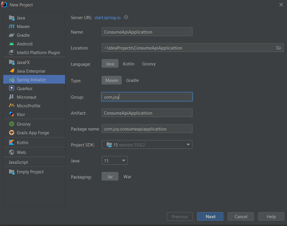 How to consume Restful web Service in a spring boot application by