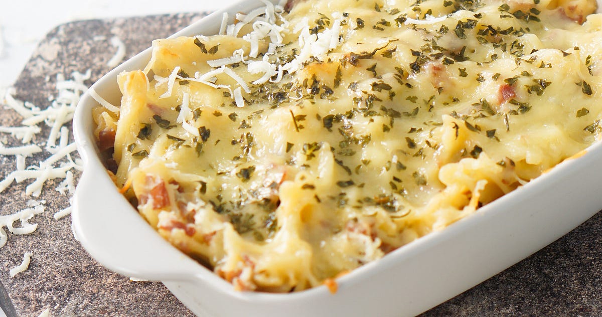 Baked Chicken Pasta Dish. With a creamy cheese sauce. by Jason