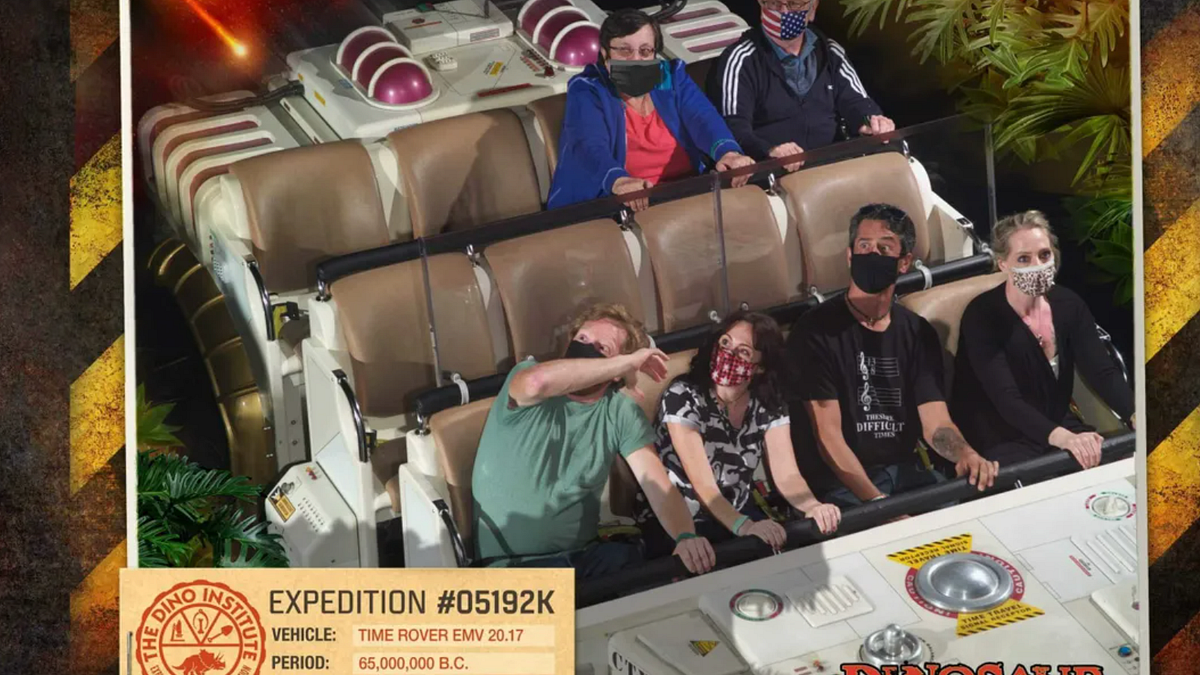 Image of: Disney World Awkwardly Photoshopped Masks on Riders’ Faces