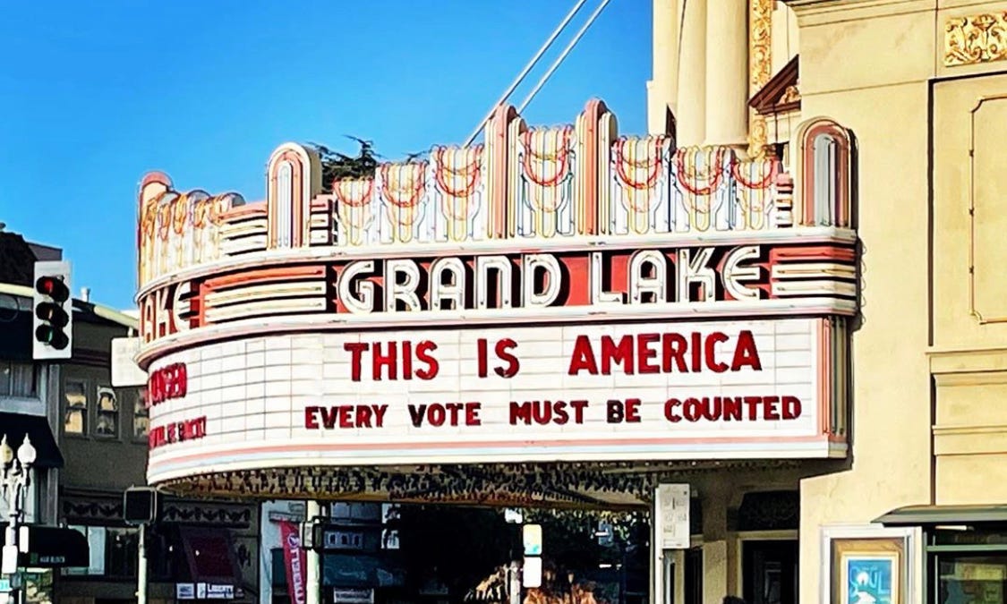 Image of: Oakland’s Grand Lake Theatre Displays Same Message on Marquee as 20 Years Ago