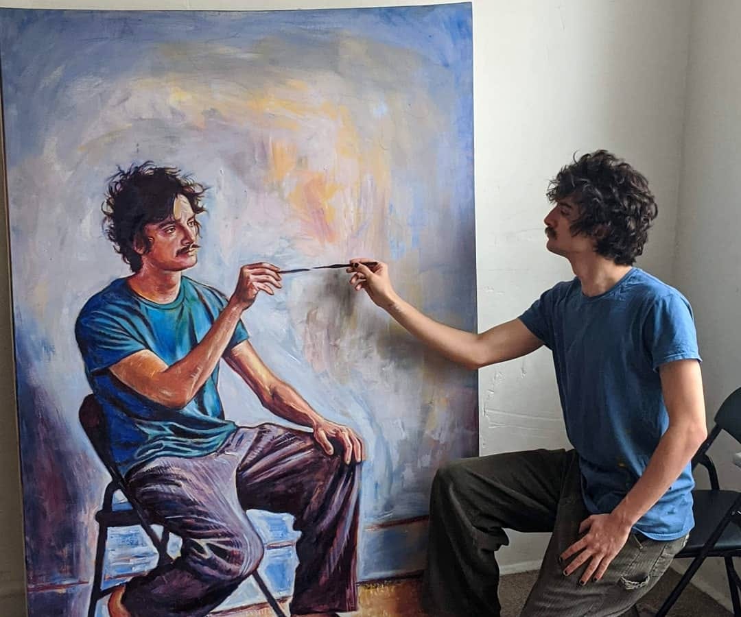 Artist Paints Himself Painting Himself Painting Himself Painting