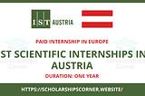 IST Scientific Internships in Austria 2021–22 | Paid Internships