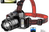 FYD Headlamp Rechargeable, Super Bright Head Lamp with Motion Sensor, 5 Lighting Modes Zoomable Head Lights for Forehead, 360° Adjustable LED Headlamp for Outdoor Hunting Camping Fishing Hiking