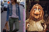 A meme showing a well-dressed woman on one side, and a literal Fraggle from Fraggle Rock on the other side, with captions “Other moms at school drop-off” and “Me at school drop-off.” “Me” is the Fraggle, obviously