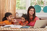 Working Woman with her daughters