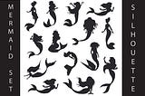 Mermaid Sea Animal Clip Art Silhouette