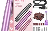 Ponceuse pour Ongles, Lime a Ongle Electrique Professionnel Manucure Electrique Machine 20000RPM, Vitesse Réglable, Portable Kit de Manucure Pédicure pour Cuticules, Ongles en Acrylique et Gel