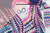 Free Crochet Pattern | Freeform Crochet Sugar Skull Cocoon Cardigan with Faux Fur Collar