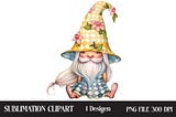 Watercolor Summer Girl Gnome Clipart Graphic Illustrations