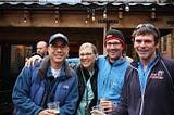 four friends in front of brewery in bellingham, wa local beer spot