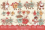 Retro Christmas Character PNG Bundle Free