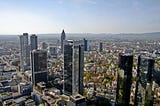 Financial district in Frankfurt, with a high concentration of banks