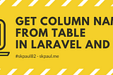 How to get Column Name from a table in Laravel and PHP