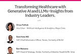 Webinar: Transforming Healthcare with Generative AI and LLMs
