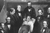Dentist William T.G Morton and surgeon John Warren performing the first successful general anesthesia