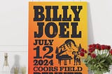 Billy Joel July 12 2024 Coors Field Denver CO Tour Wall Art Poster Canvas