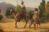 Don Quixote and Sancho Panza at a crossroad — painting by Wilhelm Marstrand, 1847