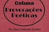 COLUNA PROVOCAÇÕES POÉTICAS- POR MARIA GABRIELA CARDOSO