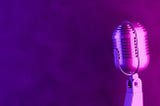Microphone image on purple background