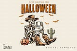 Waiting for Halloween Cowboy Skeleton Free
