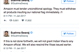 Nationalism of Insecurity and Lunacy — Decoding Sushma swaraj’s tweets to Amazon