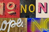 several images of signage saying “no”