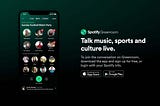 Spotify Greenroom’s landing page, with a screenshot of the app and a call-to-action