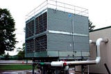 Cooling tower near a building