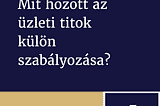 Mit hozott az üzleti titok külön szabályozása?