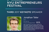 Jonathan Teller Announced as the Third and Final NYU Entrepreneurs Festival Keynote Speaker