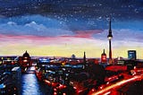 ‘Gloomy Skyline of Berlin’ - Painting by M Bleichner