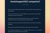 A Guide to Bootstrapping a B2C Product