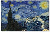 Pug Dog Van Gogh — Starry Night Poster