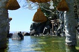 Outdoor Japanese onsen bath