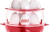 DASH Deluxe Electric Egg Cooker, Red - 12 Capacity, Includes Poaching Tray, Omelet Bowl, Egg Holder Trays  Recipes - U.S. Based Support