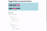 Demo rendering of toggle component