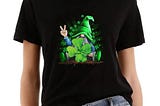 Peace Green Garden Gnome with Lucky Shamrocks T-shirt / Long Sleeve Shirt / Sweatshirt / Hoodie…