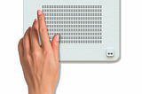 Illustration of the Paige Braille device (paigebraille.com)