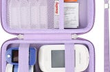 Diabetic Supplies Hard Case Diabetic Supply Organizer Bag Carrying Case for Diabetes Testing Kit Blood Glucose Monitor with Blood Sugar Glucometer Test Strips Lancing Device Lancets, Purple