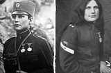 Serbian heroine Milunka Savić in WWI (left) and as a Lance Corporal (right)