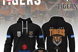 Introducing the Brisbane Tigers Rugby League 2024 Black Hoodie, Jogger, Cap