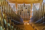 This is the inside of a typical pipe organ. Mostly I spent my time trying to find a place to stand and not break anything.